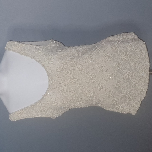 Vintage Pearl cream beaded top vintage size Large - Picture 4 of 10